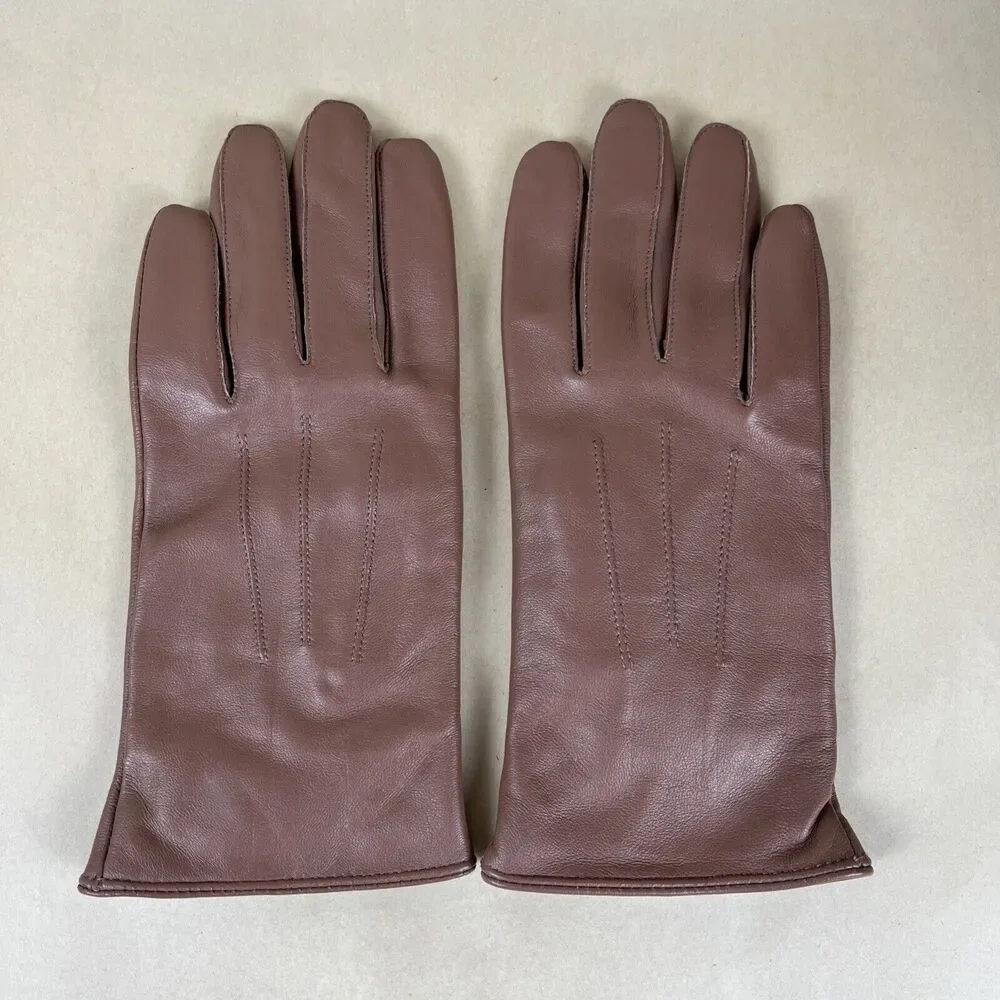 VTG Women Size M/L Soft‎ Leather Driving Gloves Light Brown Lined Warm NWOT